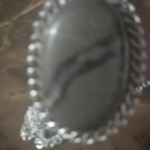 Silver Chain with Gray Stone Pendant